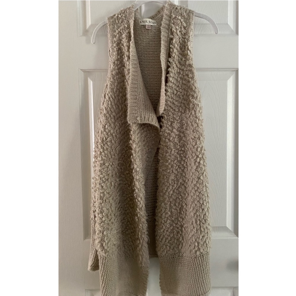 Knox Rose Sleeveless Draped Open Cardigan